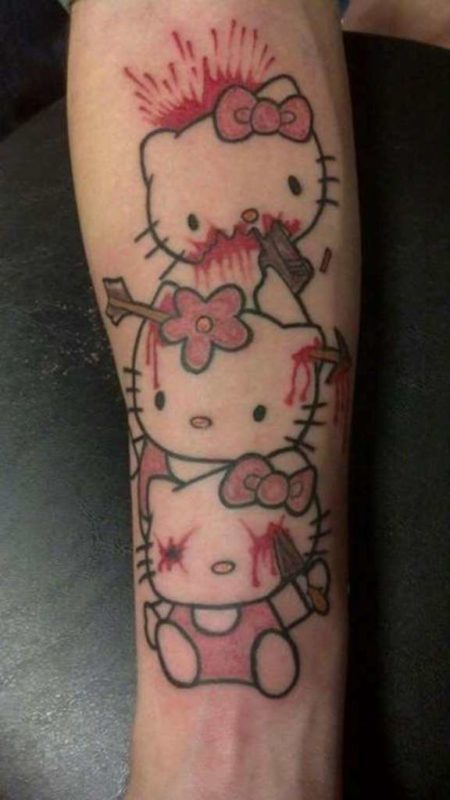 Evil kitty Wrist Tattoo