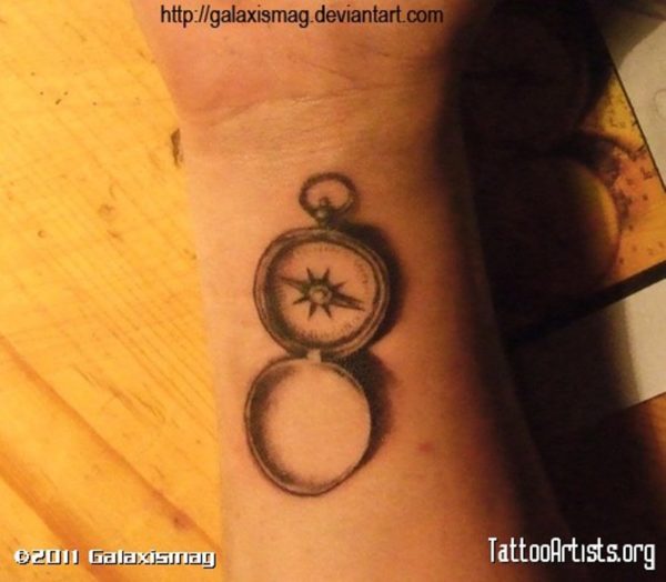 Fancy Compass Tattoo On Wrist