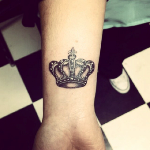Fancy Crown Tattoo On Wrist