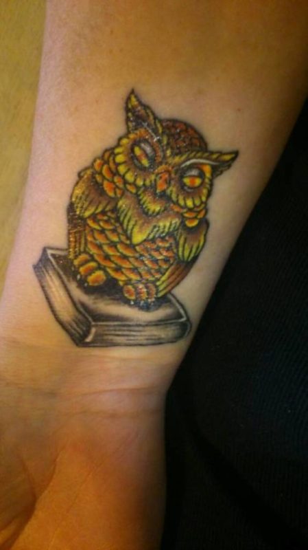 Fantastic Owl Tattoo Design On Wrist