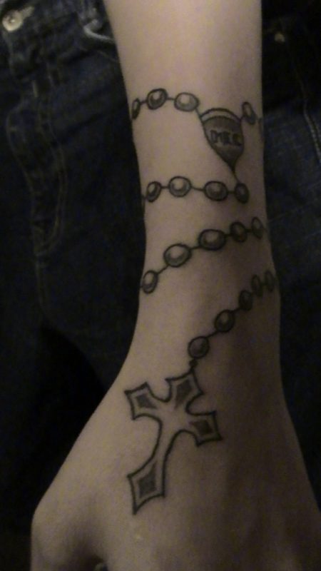 Fantastic Rosary Tattoo On Wrist