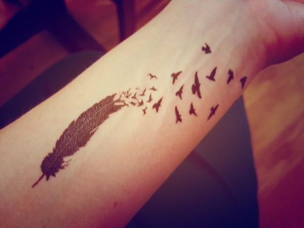 Feather And Birds Tattoo