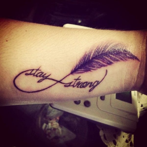 Feather And Stay Strong Tattoo