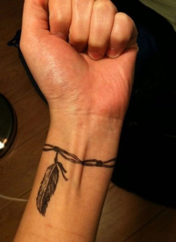 Feather Bracelet Wrist Tattoo