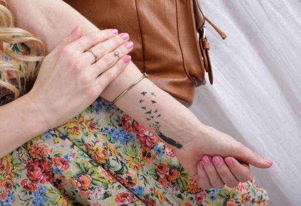 Feather n Birds Tattoo On Wrist