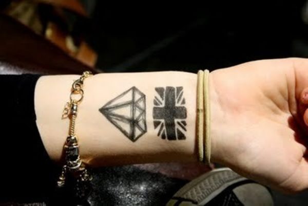 Flag And Diamond Tattoo