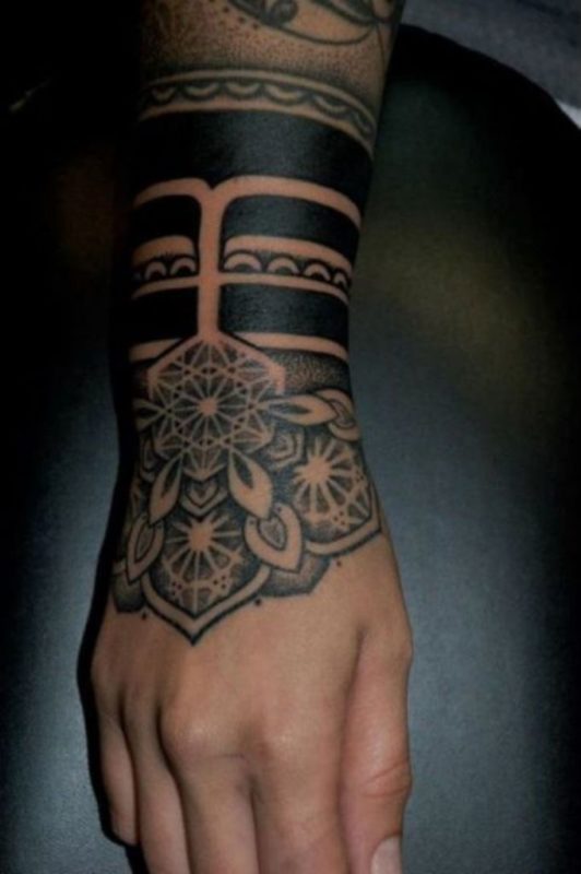 Flower And Tribal Tattoo