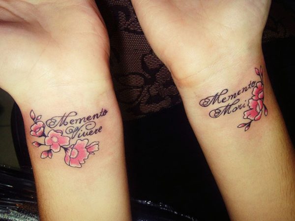 Flower And Wording Tattoo