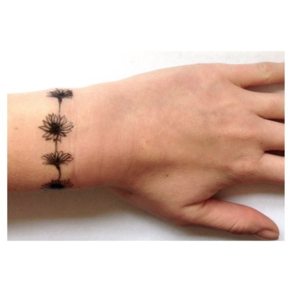 Flower Band Wrist Tattoo