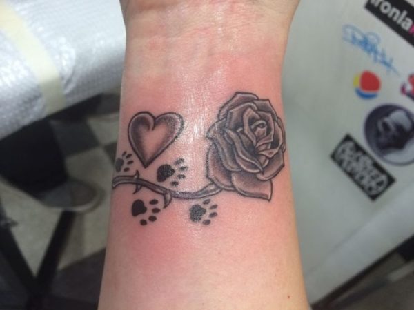 Flower Heart Tattoo On Wrist