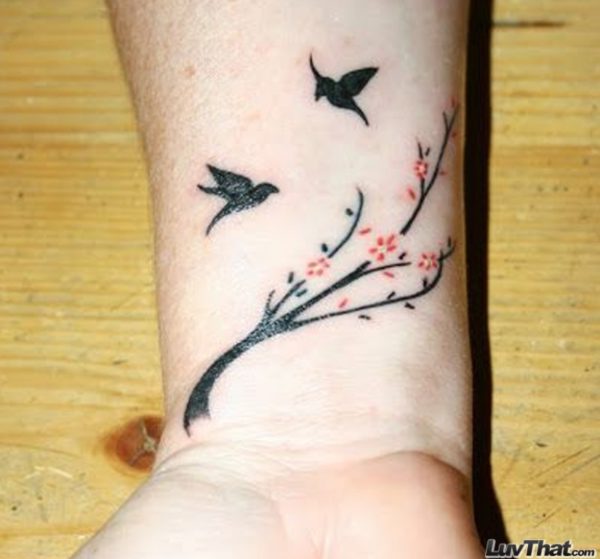 Flowers With Birds Tattoo