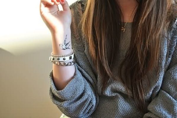 Flying Bird Tattoo On Wrist 