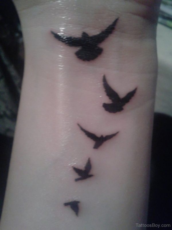 Flying Birds Tattoo Design On Wrist