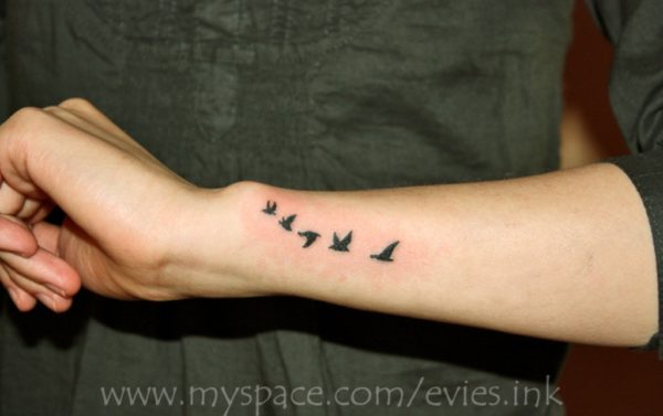 Flying Birds Tattoo On Wrist 