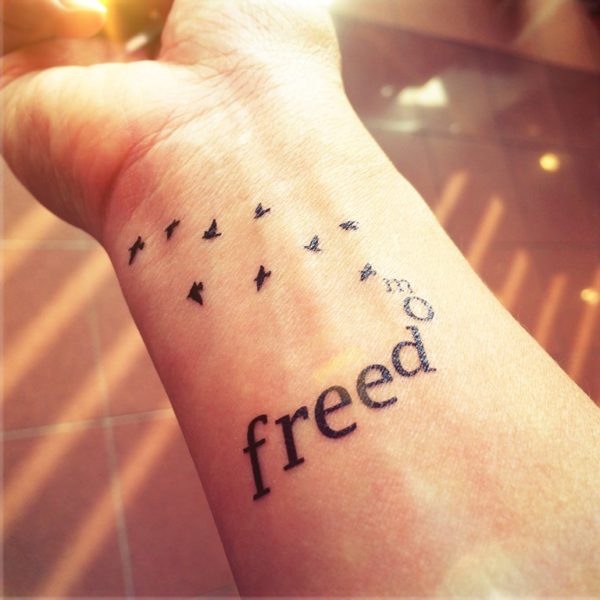 Freedom with flying birds Tattoo