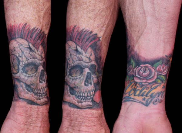 Funky Skull Tattoo On Wrist