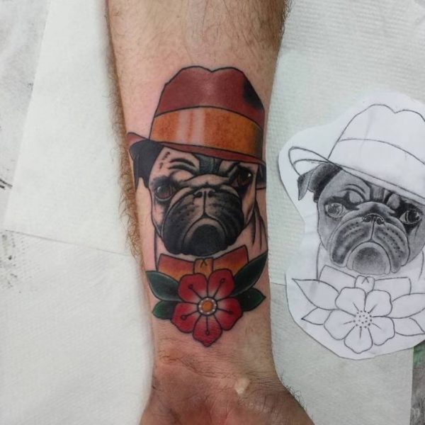 Funny Dog Tattoo On Wrist