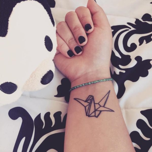 Geometric Bird Tattoo On Wrist