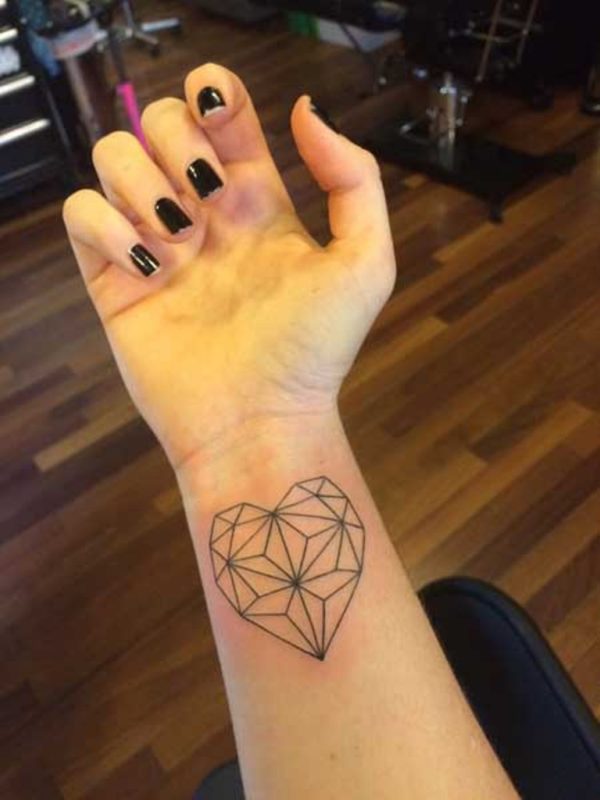 Geometric Heart Tattoo On Wrist