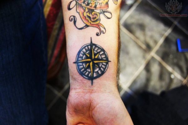 Graceful Compass Tattoo On Wrist