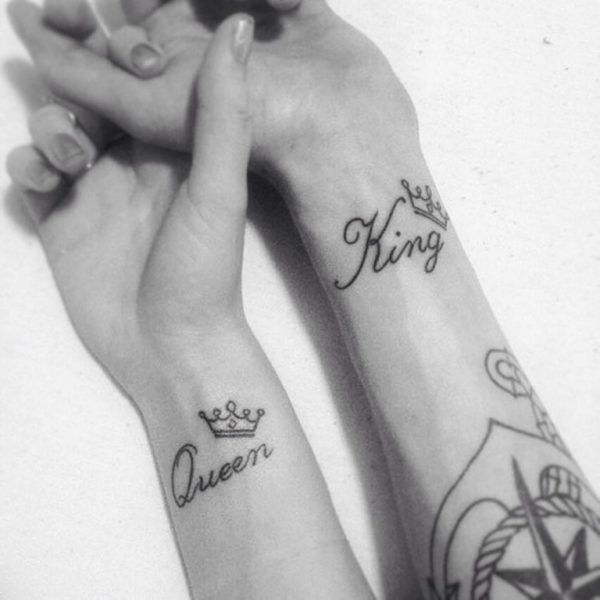 Graceful King And Queen Crown Tattoo 