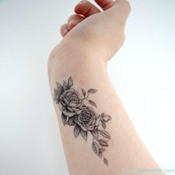 Grey Flower Tattoo Design On Wrist