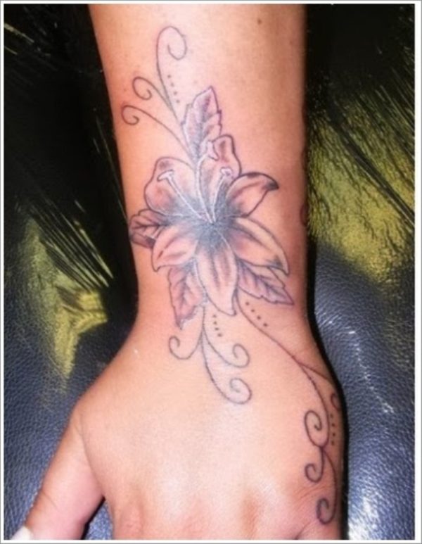 Grey Flower Tattoo On Wrist