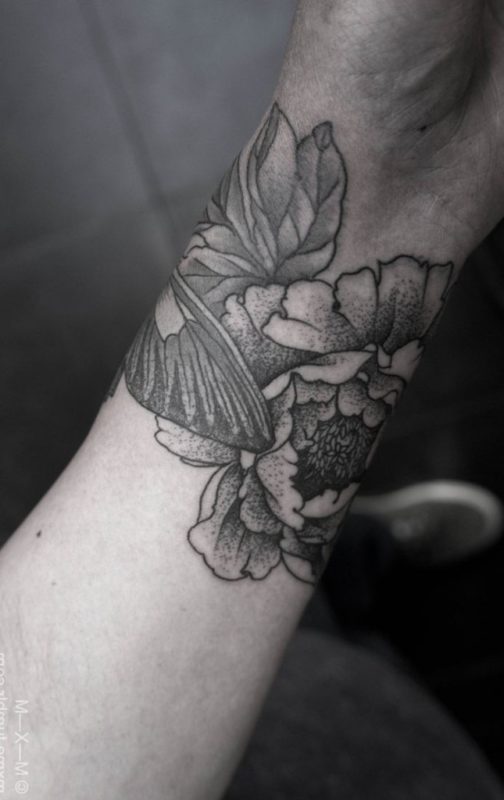 Grey Flower Tattoo