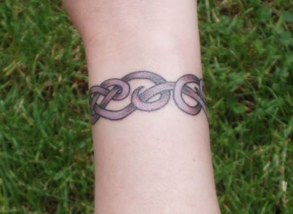 Grey Ink Celtic Wrist Band Tattoo