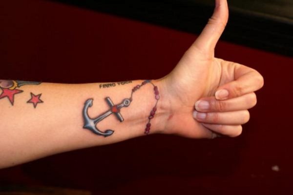 Grey Ink Anchor Tattoo