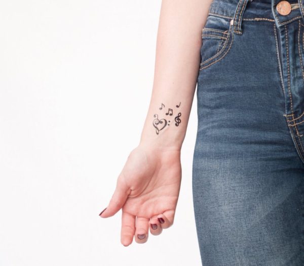 Heart And Music Notes Tattoo