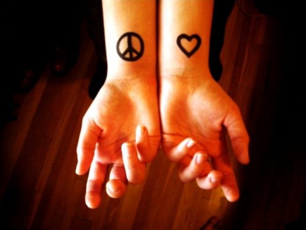 Heart And Peace Tattoo