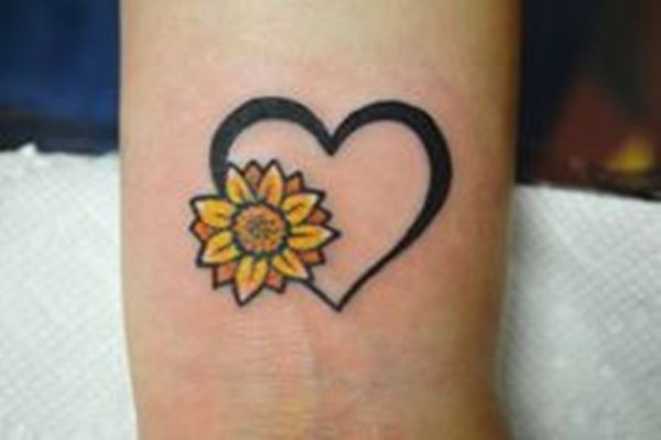 Heart And Sunflower Tattoo