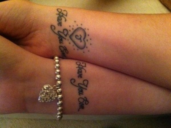 Heart And Wording Tattoo