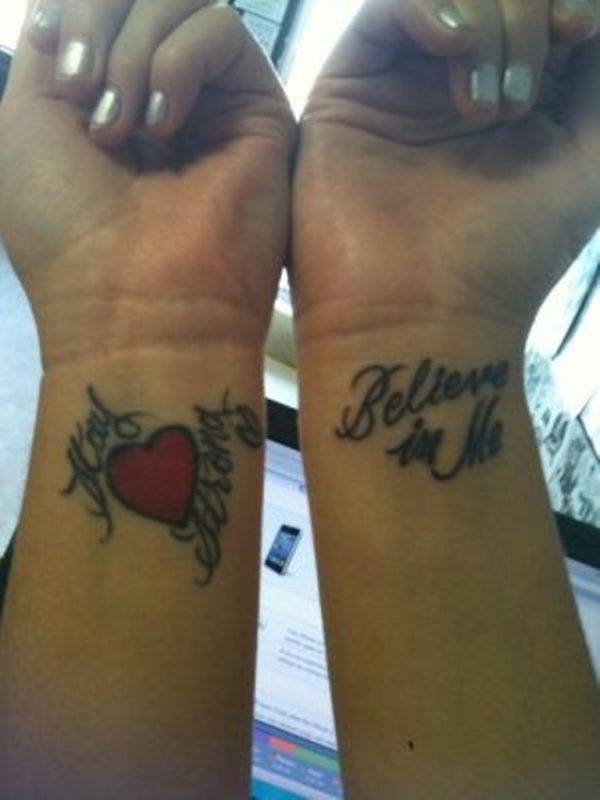 Heart And Wording Tattoo