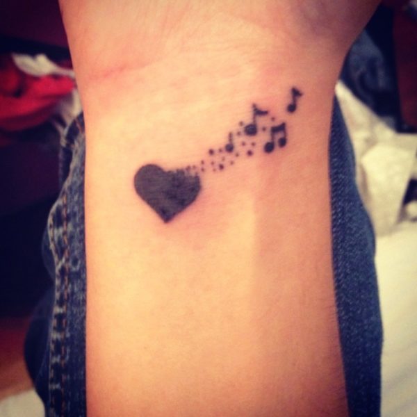 Heart Releasing Music Tattoo