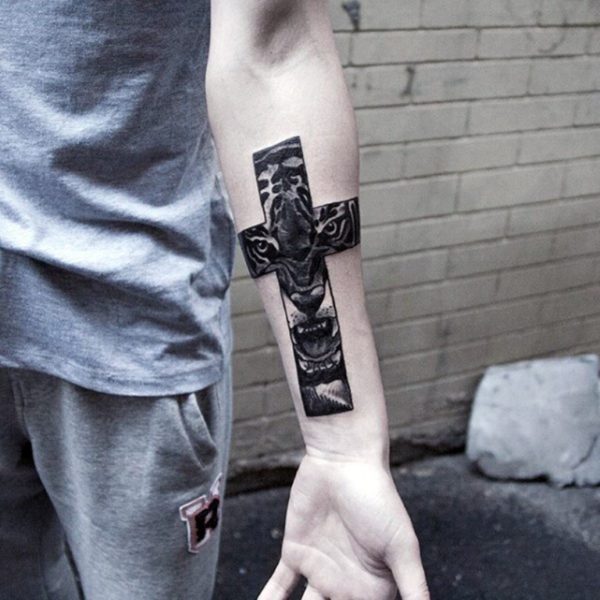 Elegant Cross Tattoo On Wrist