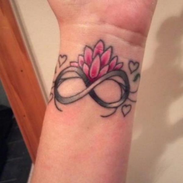 Infinity Wrist Tattoo With Lotus Flower