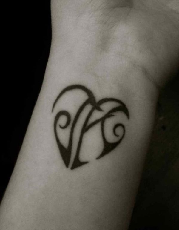 Initials Heart Tattoo