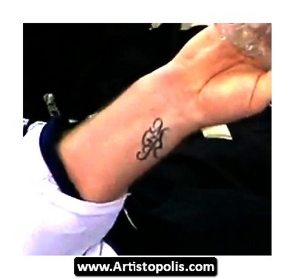 Initials Word Tattoo Design on Wrist
