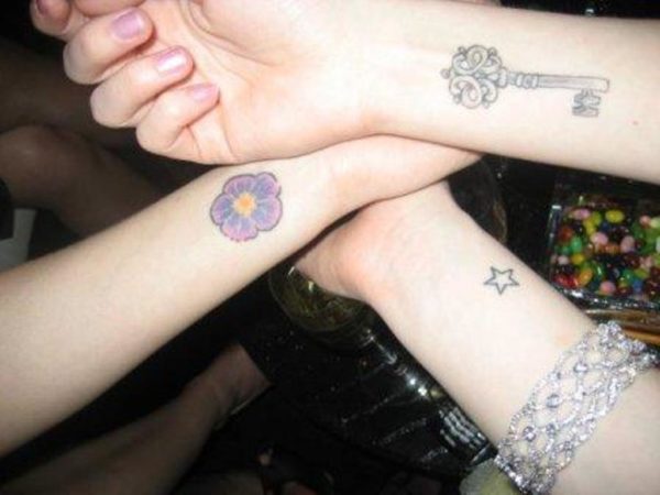 Key And Star Tattoo On Wrist