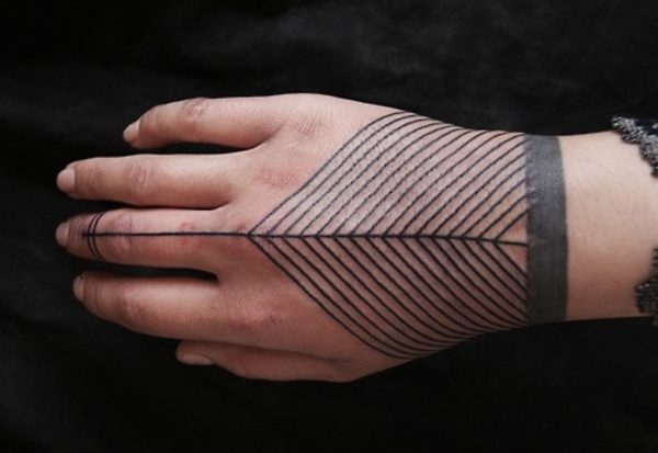 Large Spookes Geometric Tattoo On Wrist