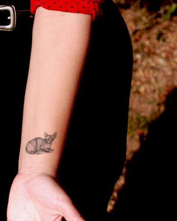 Little cute  Cat Tattoo On Wrist