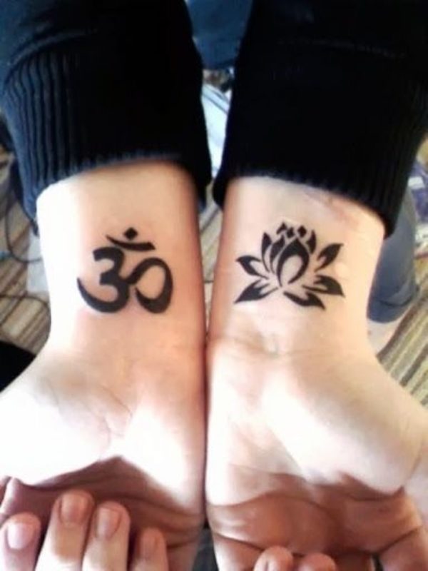 Lotus And Om Tattoo