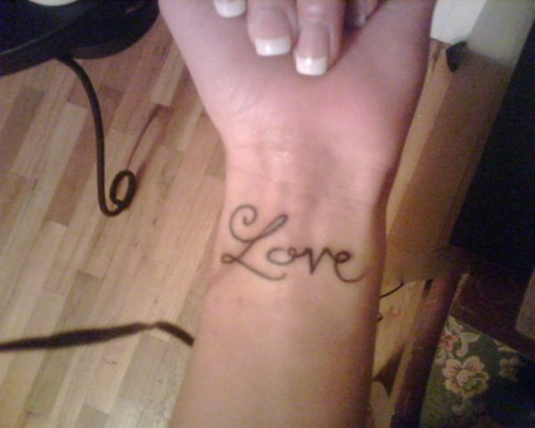 Love Tattoo Design On Wrist