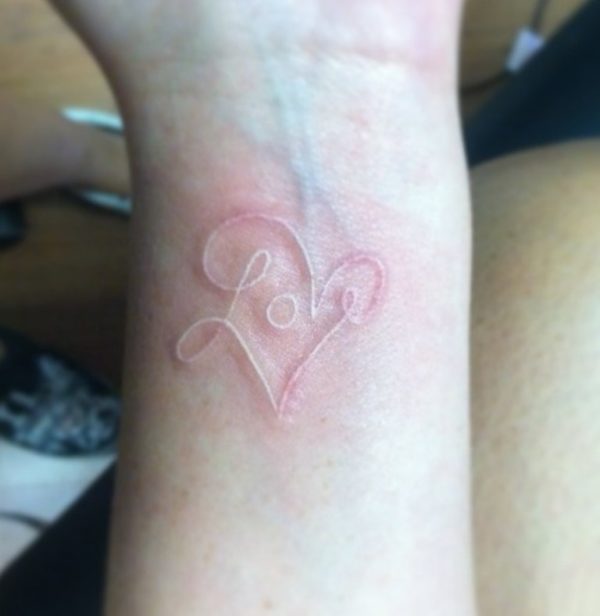 Love White Ink Tattoo