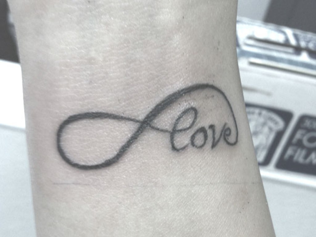 Love Word And Infinity Tattoo