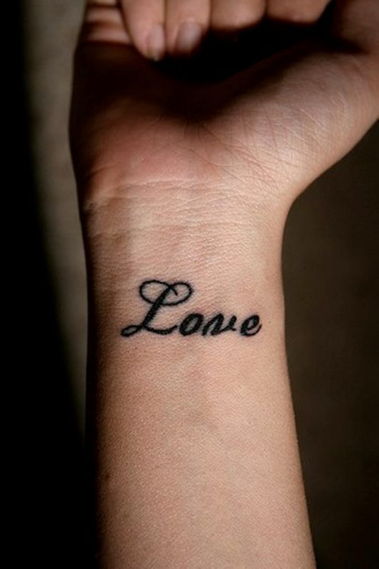 Love Word Tattoo On Wrist