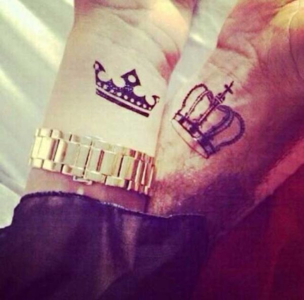 Lovely King And Queen Crown Tattoo