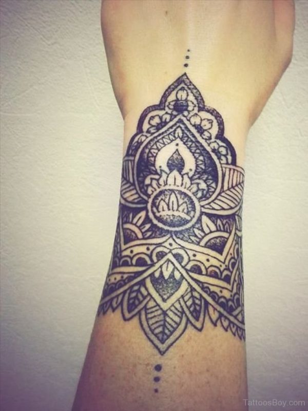 Mandala Flower Tattoo Design On Wrist